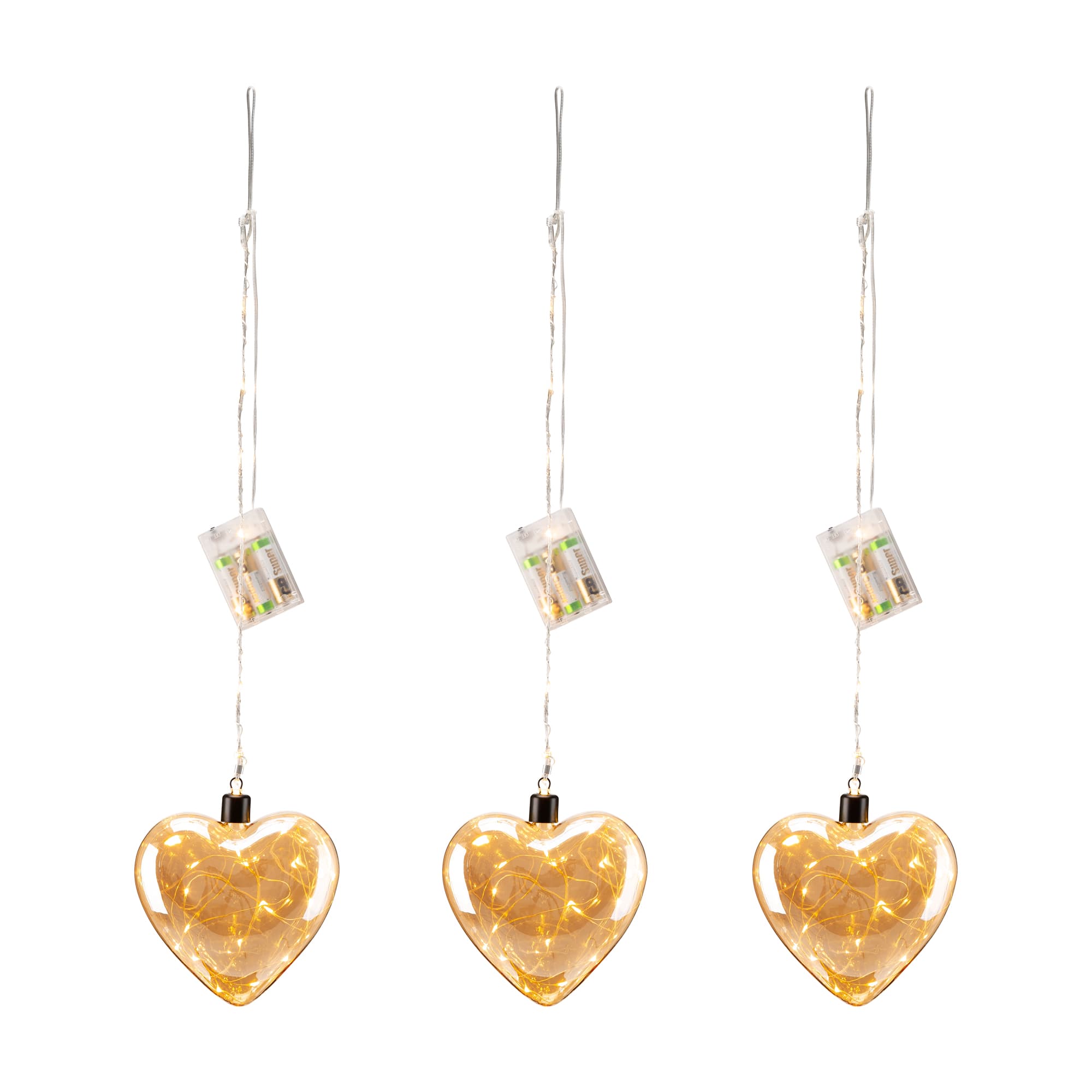 Glitzhome® 26" LED Glass Heart Wall Décor, Set Of 3